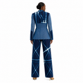 The Gado Suit — back view, indigo adire resist pattern trousers